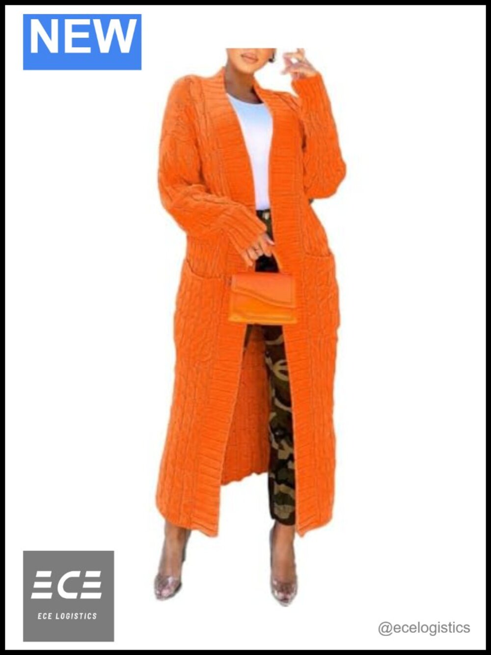 Cable Knit Open Front Long Cardigan with Pockets Oversized
